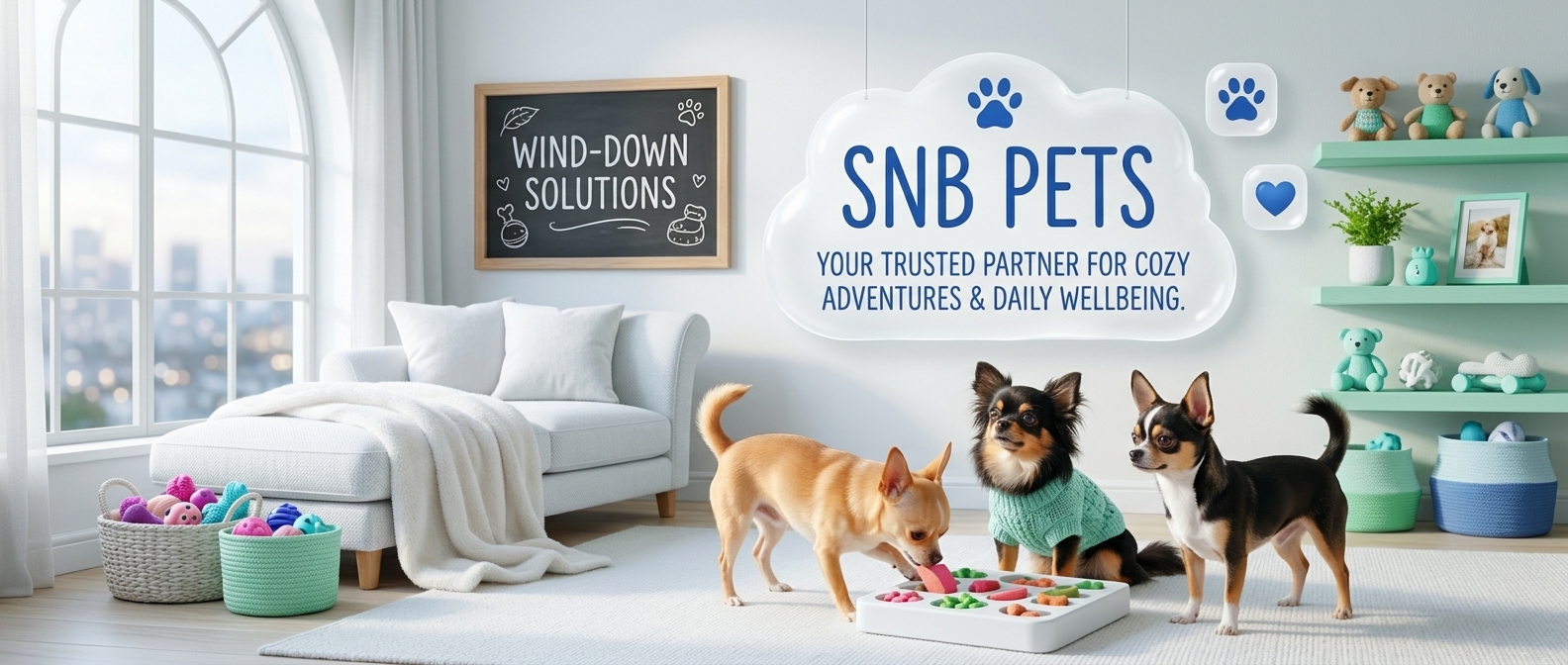 SNB 寵物用品與活潑狗狗玩耍